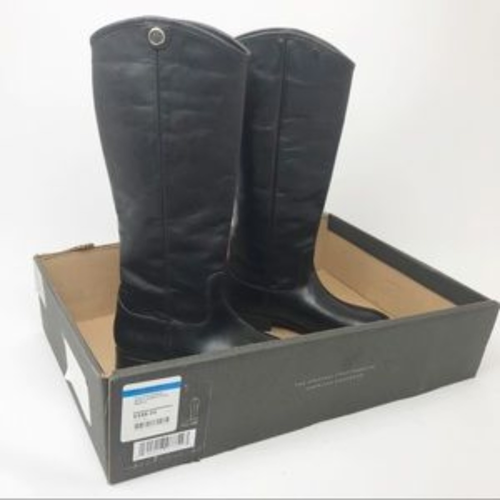 FRYE | Tall Melissa Button Black Leather Boots 5.5 - Picture 2 of 8